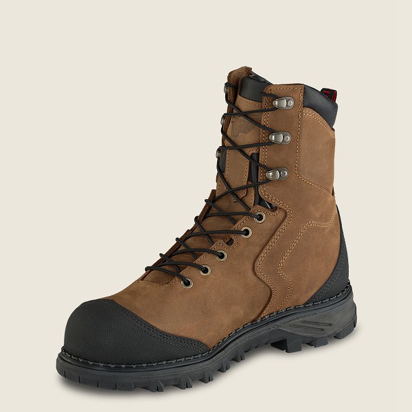 Mens Red Wing Burnside - 8-inch Waterproof Toe - Safety Boots Brown/Black - EIU628074